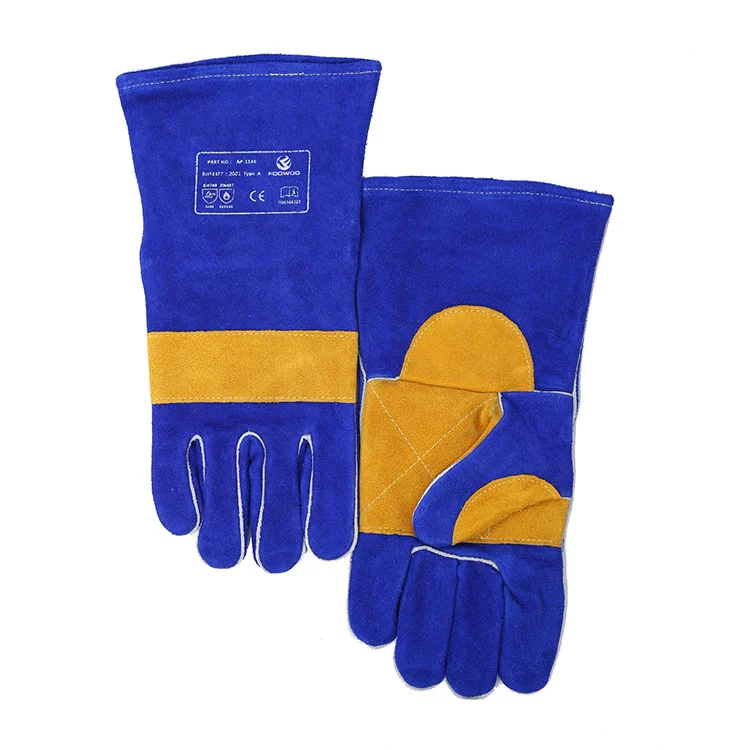 Guantes de soldadura tipo varilla azules y dorados de alta resistencia