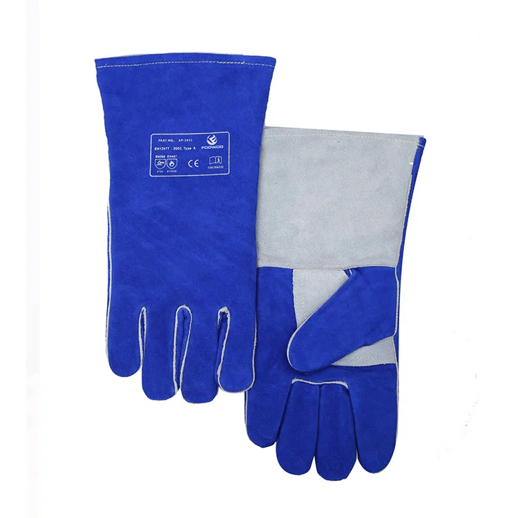 Guantes de soldadura con electrodo azul y gris de alta resistencia